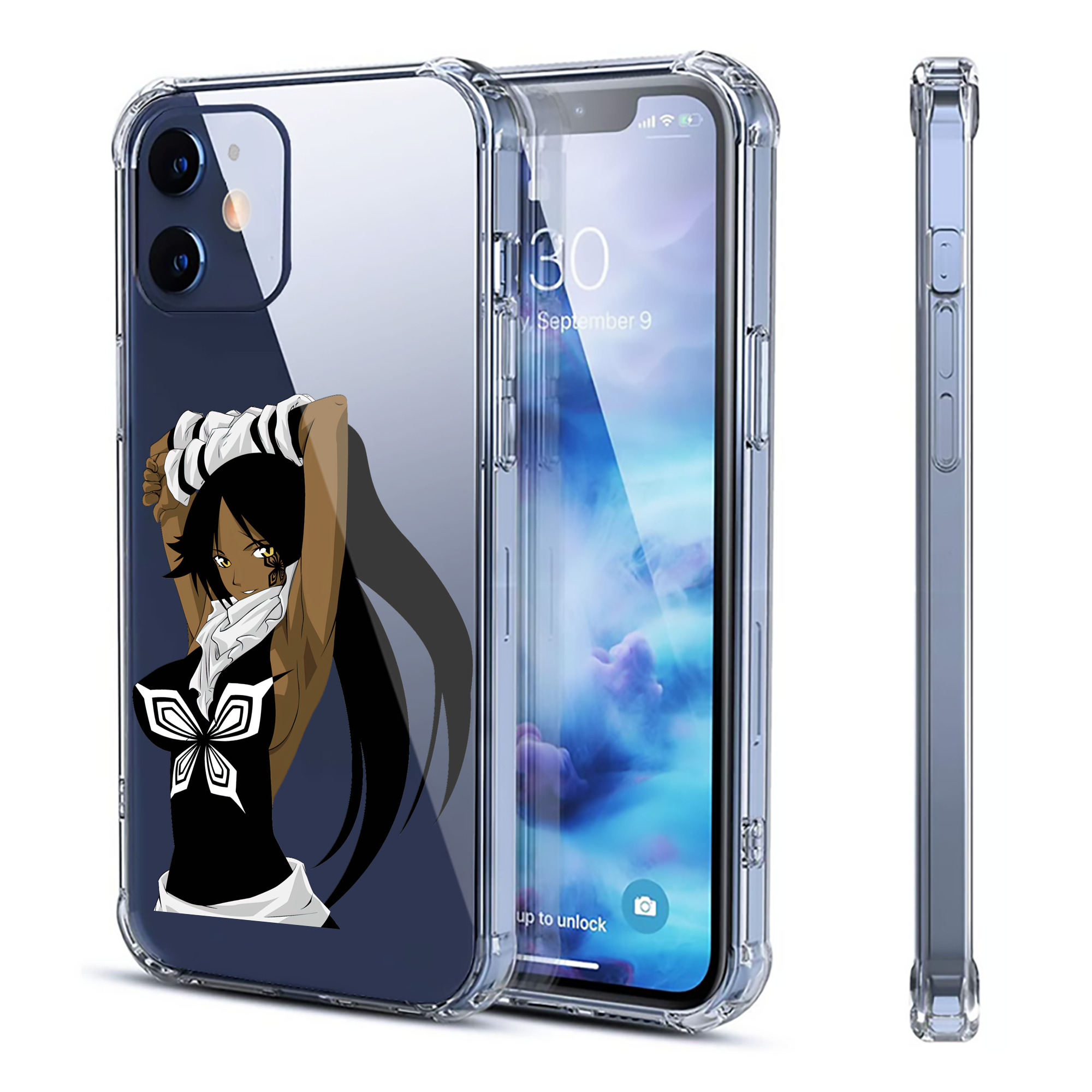 （画像用） ブリーチ 四楓院 夜一（しほういん よるいち） BLEACH Shihouin Yoruichi 【iPhone 12シリーズ対応】透明スマホケース（クリアソフトケース）